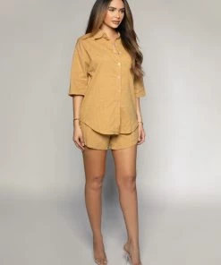 Love And Labels Boyfriend Linen Shorts Set