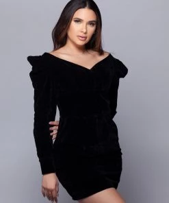 Love And Labels Velvet Off Shoulder Mini Dress
