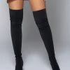 Love And Labels Thigh High Lycra Boots - Black NEW ARRIVALS