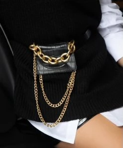 Love And Labels Crocodile Mini Bag - Black