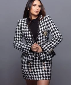Love And Labels Houndstooth Studded Blazer