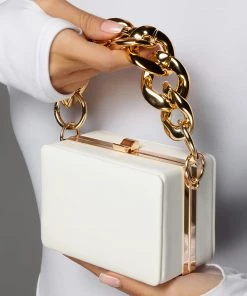 Love And Labels Chain Handle Box Bag - White NEW ARRIVALS