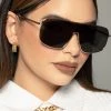 Love And Labels Gold Rim Shield Sunglasses