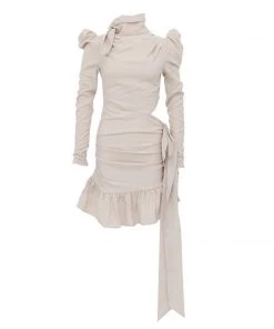 Love And Labels Asymmetrical Puff Sleeve Dress