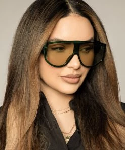 Love And Labels NEW ARRIVALS Green Shield Aviator Sunglasses