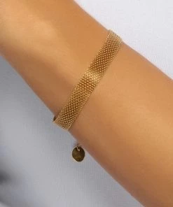 Love And Labels ACCESSORIES 18k Gold Plated Mesh Chain Bracelet