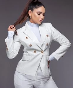 Love And Labels Leather Button Blazer