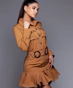 Love And Labels TOPS Camel Button Shirt