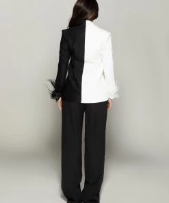 Love And Labels Black + White Feather Sleeve Blazer NEW ARRIVALS