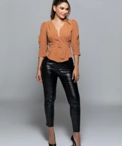 Love And Labels Woven Belted Top TOPS