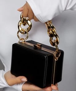Love And Labels Chain Handle Box Bag - Black NEW ARRIVALS