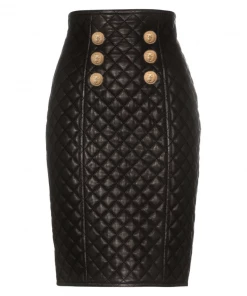 Love And Labels Quilted Leather Skirt BOTTOMS