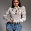 Love And Labels TOPS Satin Puff Sleeve Blouse