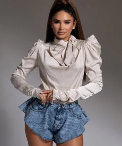 Love And Labels TOPS Satin Puff Sleeve Blouse