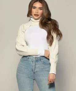 Love And Labels Cropped Turtleneck Pullover