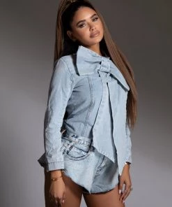 Love And Labels Denim Bow Blouse TOPS