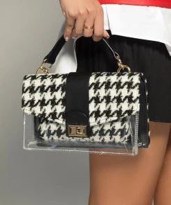 Love And Labels ACCESSORIES Plexi + Tweed Houndstooth Bag
