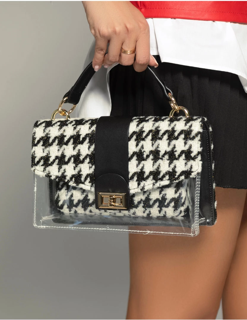 Love And Labels ACCESSORIES Plexi + Tweed Houndstooth Bag 3 Love And Labels ACCESSORIES Plexi + Tweed Houndstooth Bag