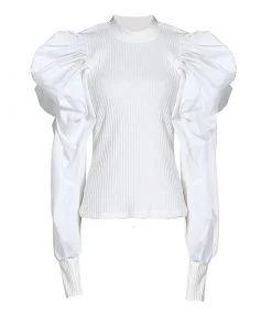 Love And Labels TOPS Ribbed Puff Sleeve Top