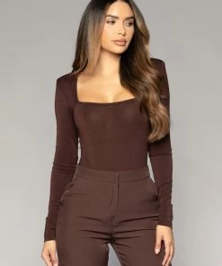 Love And Labels Square Neck Shoulder Padded Bodysuit