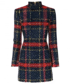 Love And Labels Plaid Turtleneck Mini Dress