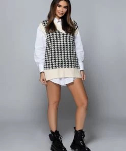 Love And Labels Knit Houndstooth Vest