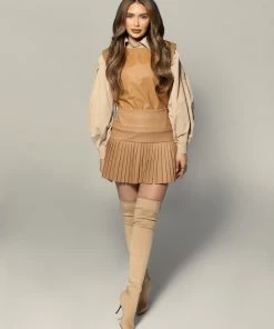 Love And Labels Pleated Leather Tennis Skirt