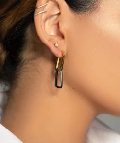 Love And Labels 18k Gold Plated Mixed Metal Earrings ACCESSORIES