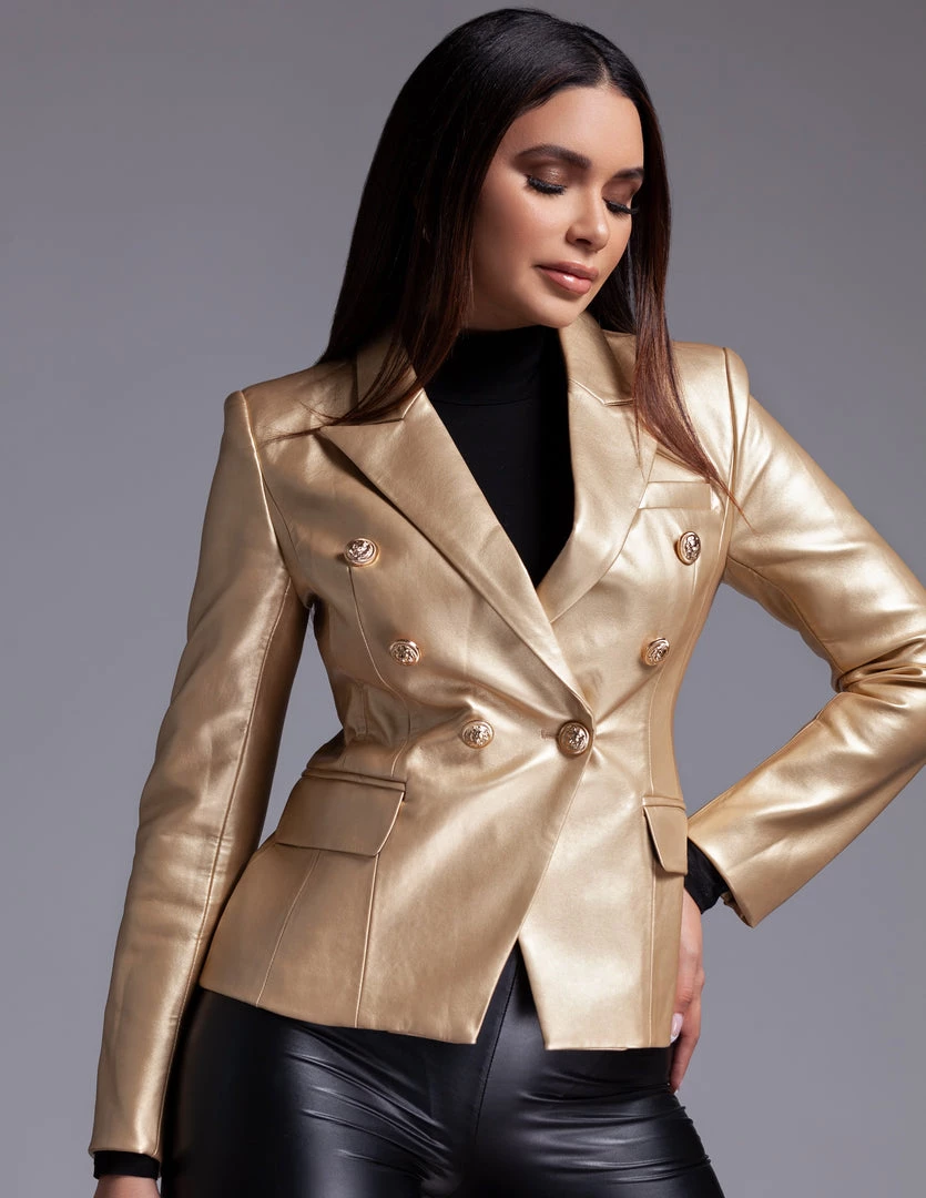Love And Labels Metallic Leather Button Blazer BLAZERS 3 Love And Labels Metallic Leather Button Blazer BLAZERS