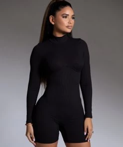 Love And Labels Ribbed Corset Biker Jumpsuit CLOTHING