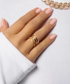 Love And Labels 3-Piece Textured Band Rings ACCESSORIES