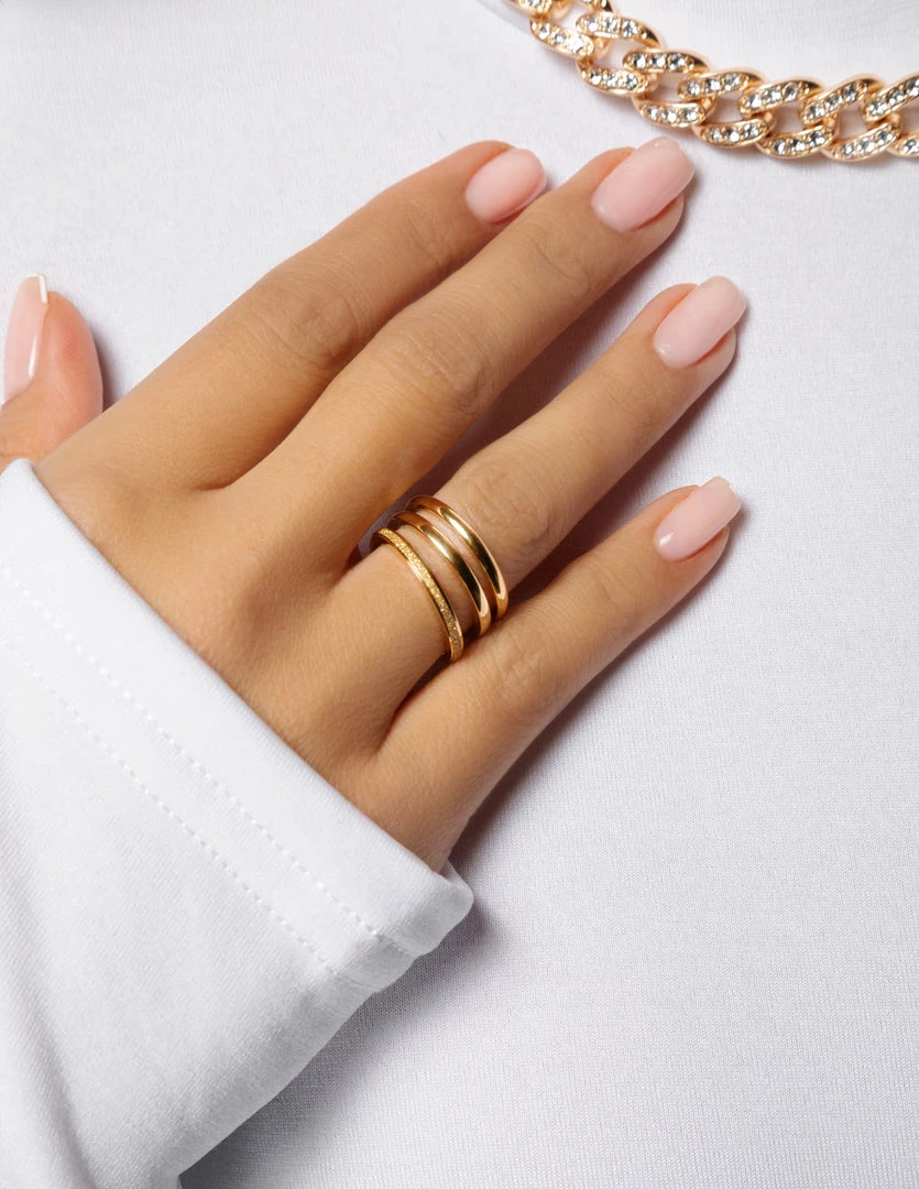 Love And Labels 3-Piece Textured Band Rings ACCESSORIES 4 Love And Labels 3-Piece Textured Band Rings ACCESSORIES