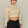 Love And Labels Ribbed Puff Sleeve Crop Top