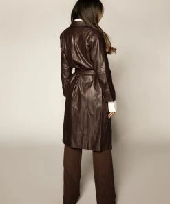 Love And Labels Coffee Leather Trench COATS