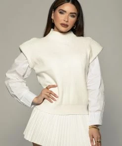 Love And Labels NEW ARRIVALS Sleeveless Shoulder Padded Knit Sweater