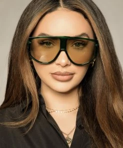 Love And Labels NEW ARRIVALS Green Shield Aviator Sunglasses