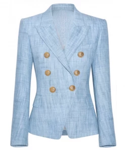 Love And Labels Denim Gold Button Blazer