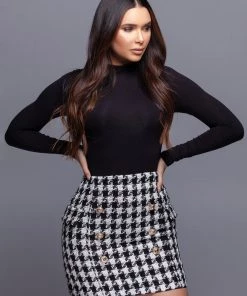 Love And Labels Houndstooth Button Skirt
