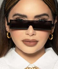 Love And Labels NEW ARRIVALS Slim Shield Sunglasses - Black