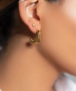 Love And Labels 18k Gold Plated Square Hoop Earrings NEW ARRIVALS