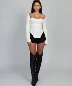 Love And Labels TOPS Ribbed Side Slit Sweater