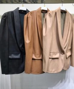 Love And Labels Puff Sleeve Leather Blazer