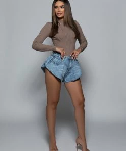 Love And Labels Ribbed Turtleneck Bodysuit CLOTHING