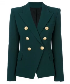 Love And Labels Gold Button Blazer - Hunter Green