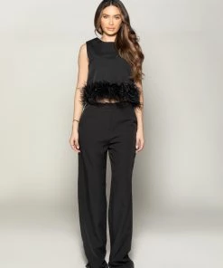 Love And Labels NEW ARRIVALS Sleeveless Feather Crop Top