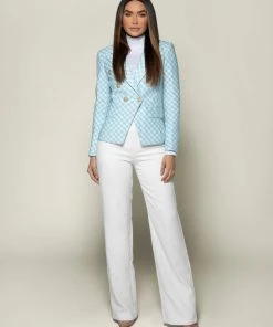 Love And Labels NEW ARRIVALS Checkered Gold Button Blazer